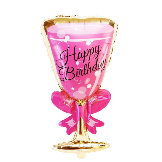 Wine Bottle & Glass Foil Balloons – Aluminium Mylar Balloons for New Year, Birthday Party Decor & Celebration Supplies