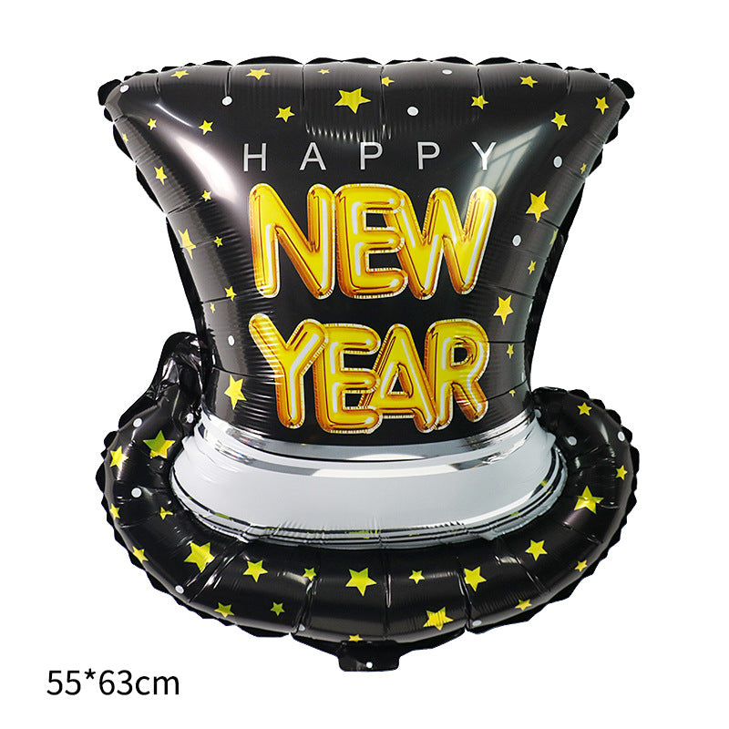 Happy New Year Balloons, Wine Bottle & Meteor Foil Set for Party Decor