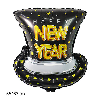 Happy New Year Balloons, Wine Bottle & Meteor Foil Set for Party Decor