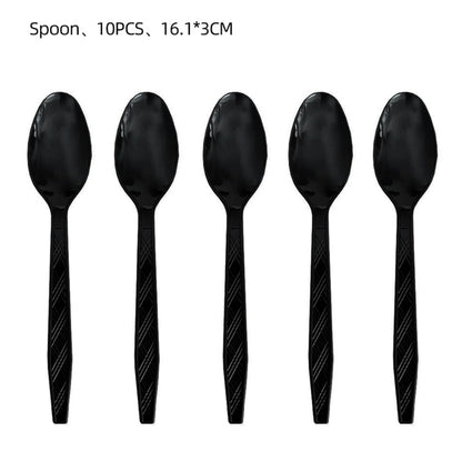 2027 Black Gold Happy New Year Party Set, Banner, Paper Plates, Paper Cups, Tablecloth & Disposable Tableware