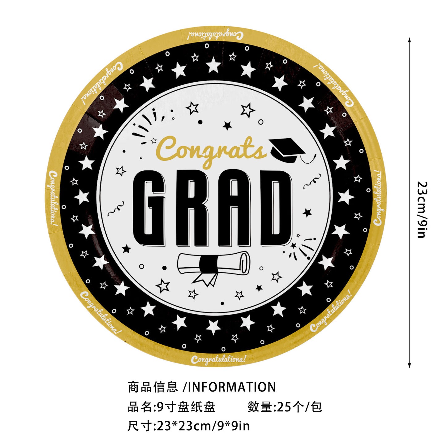 2026 Graduation Party Tableware Set | Disposable Plates, Napkins, Cutlery & Tablecloth | Black & Blue Theme