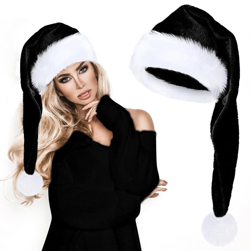 Extra Long Plush Santa Hat – Fluffy Christmas Cap for Holiday Decor, Costume Party & Gift Giving