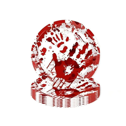 Bloody Hand Halloween Party Set – Disposable Plates, Tablecloth & Napkins for Spooky Birthday, Haunted Decor & Easy Cleanup