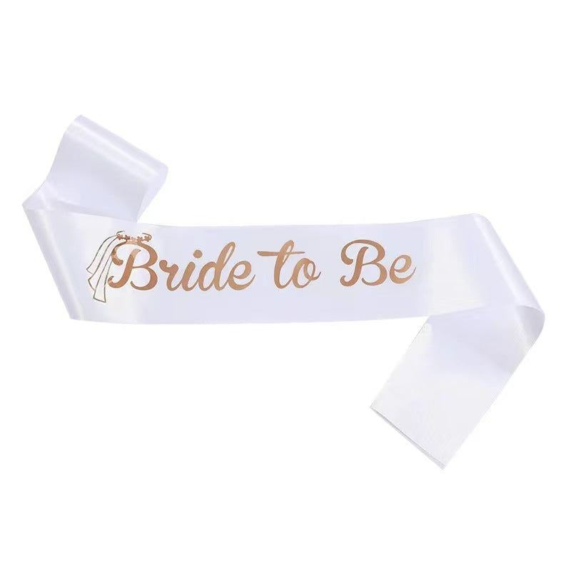 Bride to be satin sash wreath white and gold