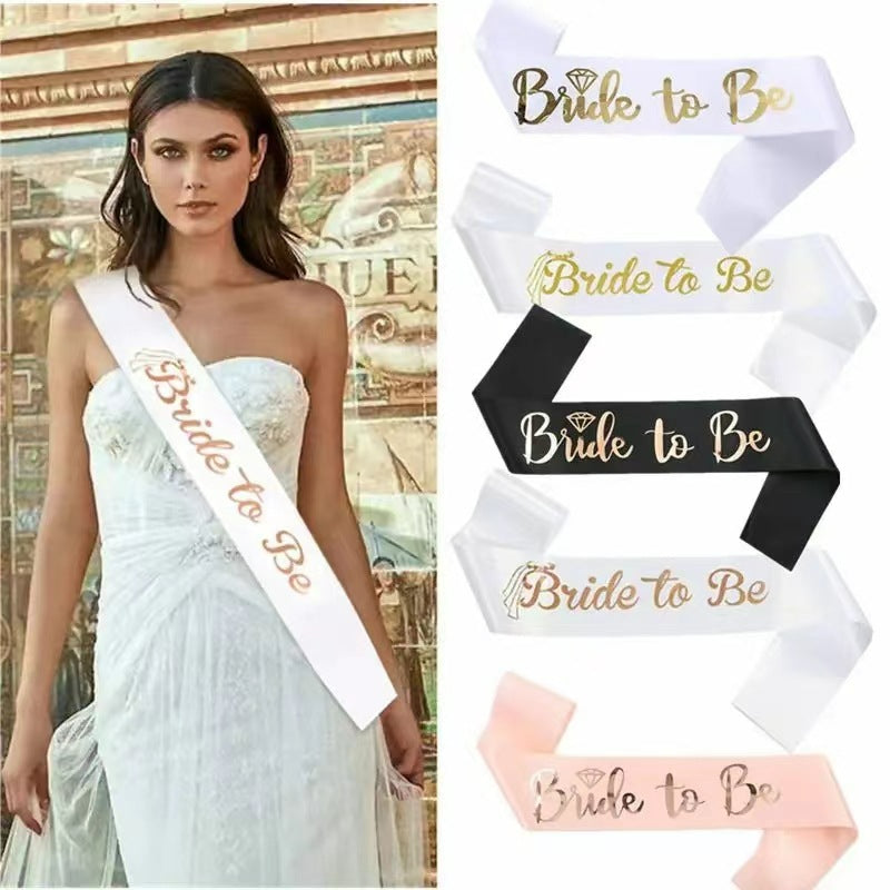 Bride to be satin sash assortment with model display