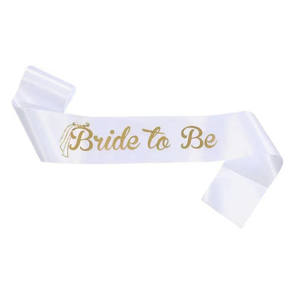 Bride to be satin sash wreath white and rose gold