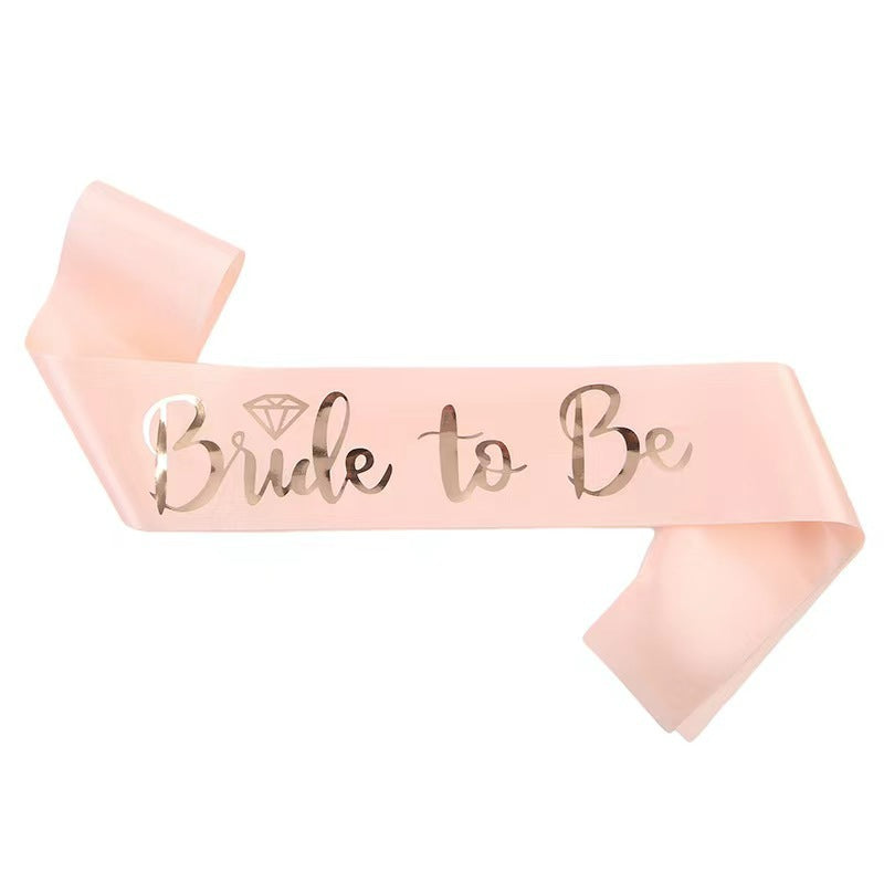 Bride to be satin sash big diamond pink rose gold