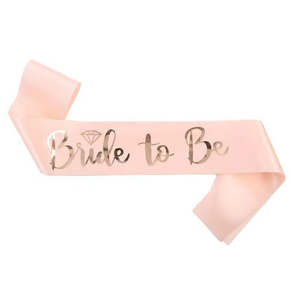 Bride to be satin sash big diamond pink rose gold