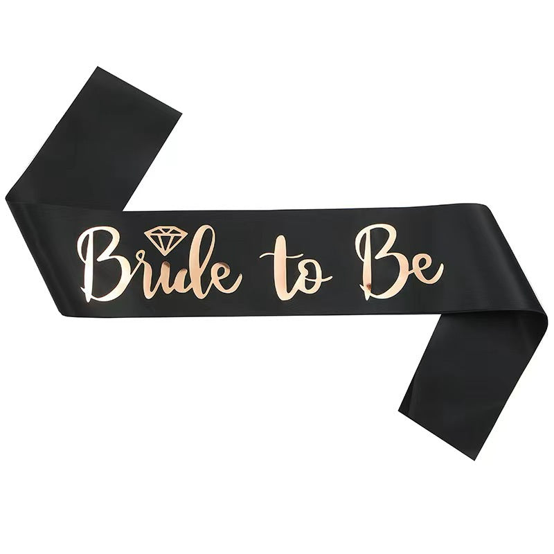 Bride to be satin sash big diamond black rose gold