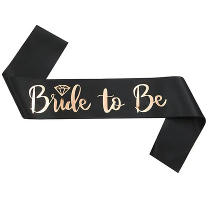 Bride to be satin sash big diamond black rose gold