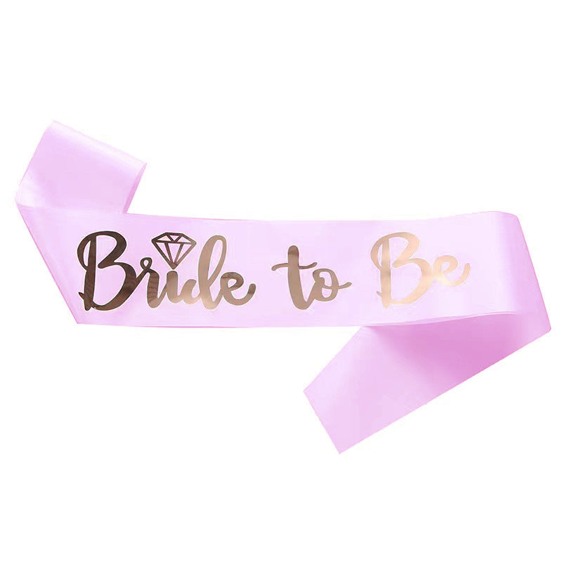 Bride to be satin sash big diamond champagne rose gold