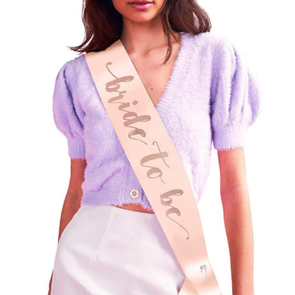 Bride to be satin sash model in lavender top