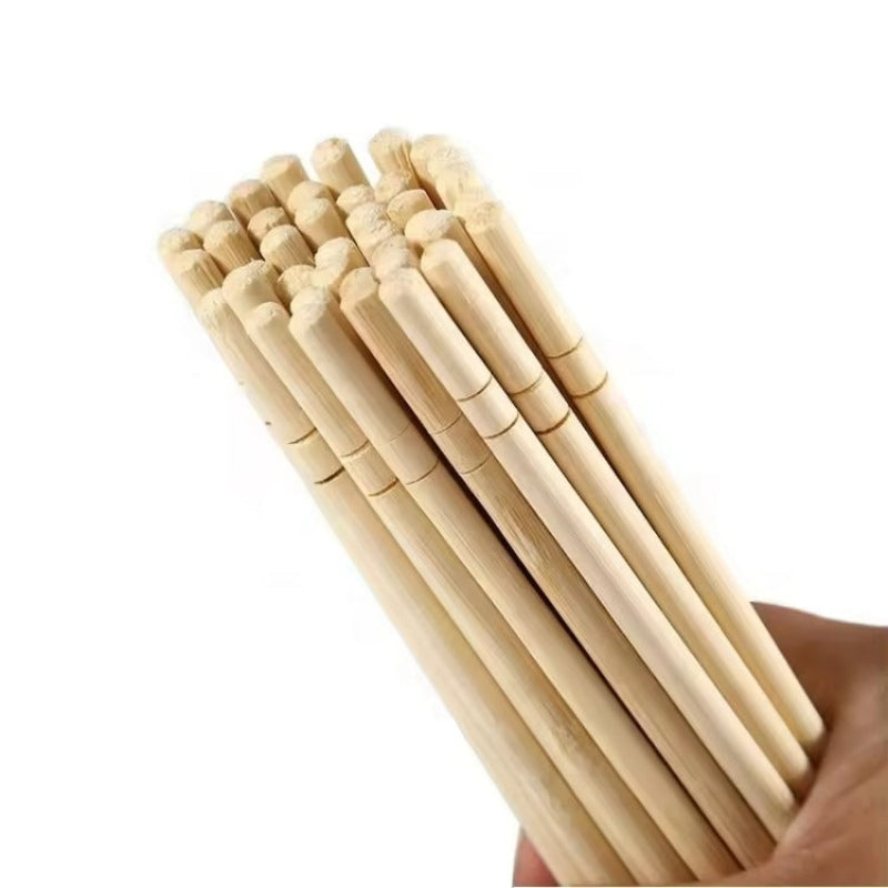 Wholesale Round Bamboo Chopsticks - Natural, Customizable with Paper Sleeve