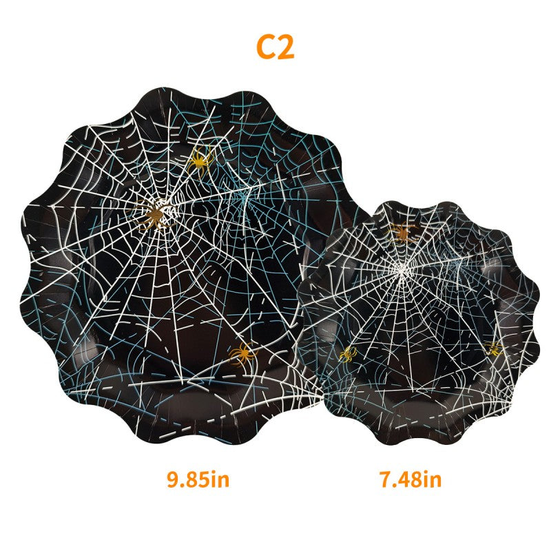 Halloween Spider Web Plate Set – Bulk Disposable Plates for Birthday Party, Haunted House & Themed Event Supplies