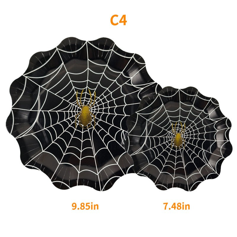 Halloween Spider Web Plate Set – Bulk Disposable Plates for Birthday Party, Haunted House & Themed Event Supplies