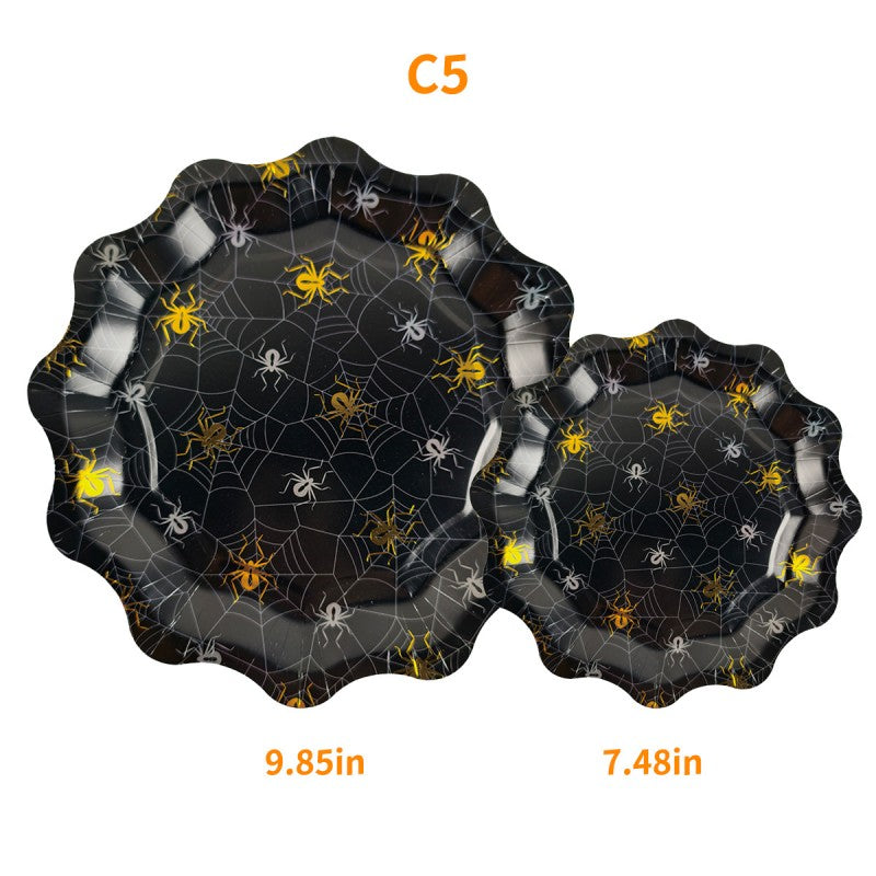 Halloween Spider Web Plate Set – Bulk Disposable Plates for Birthday Party, Haunted House & Themed Event Supplies