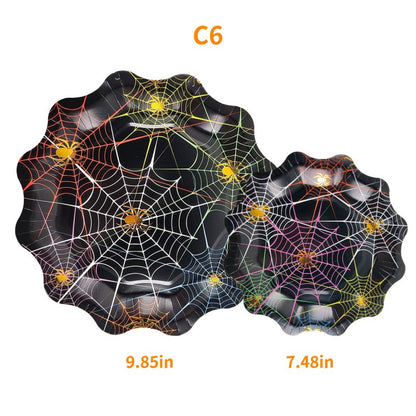 Halloween Spider Web Plate Set – Bulk Disposable Plates for Birthday Party, Haunted House & Themed Event Supplies