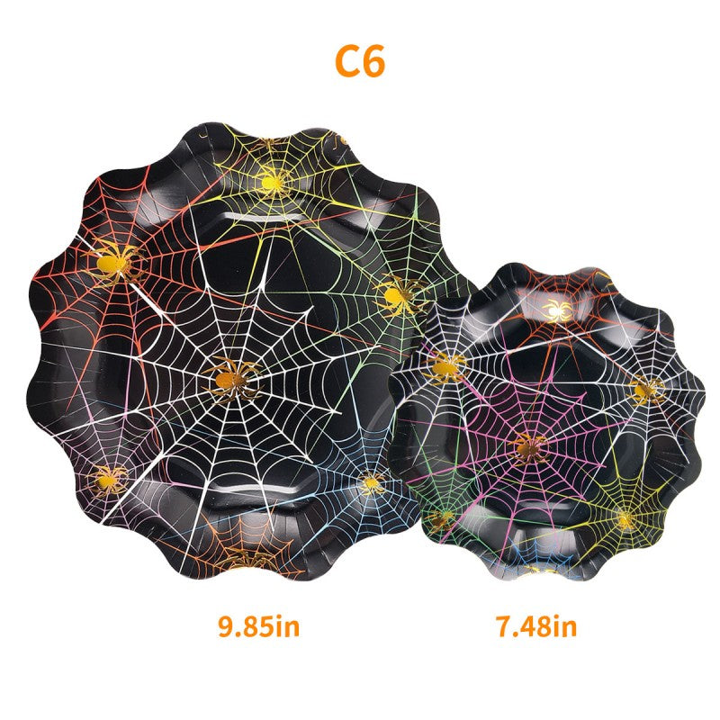 Halloween Spider Web Plate Set – Bulk Disposable Plates for Birthday Party, Haunted House & Themed Event Supplies