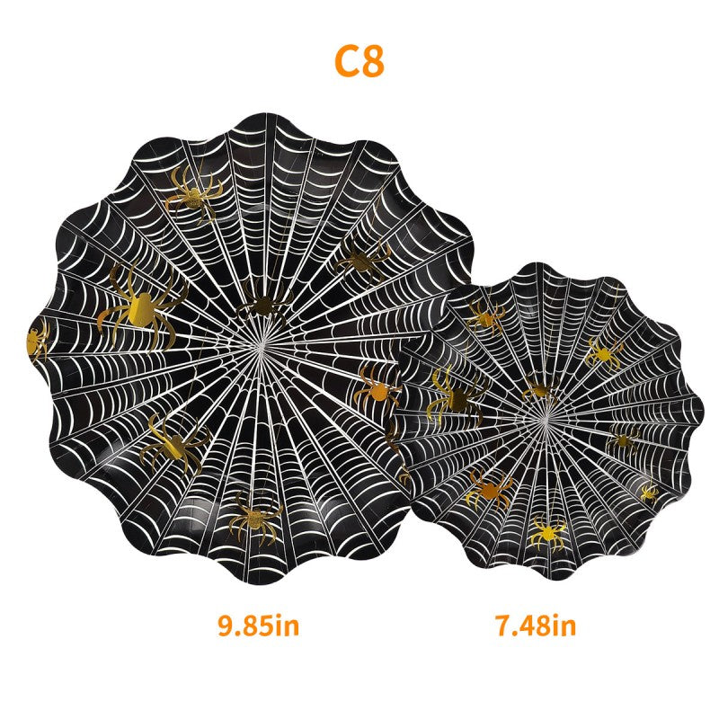 Halloween Spider Web Plate Set – Bulk Disposable Plates for Birthday Party, Haunted House & Themed Event Supplies