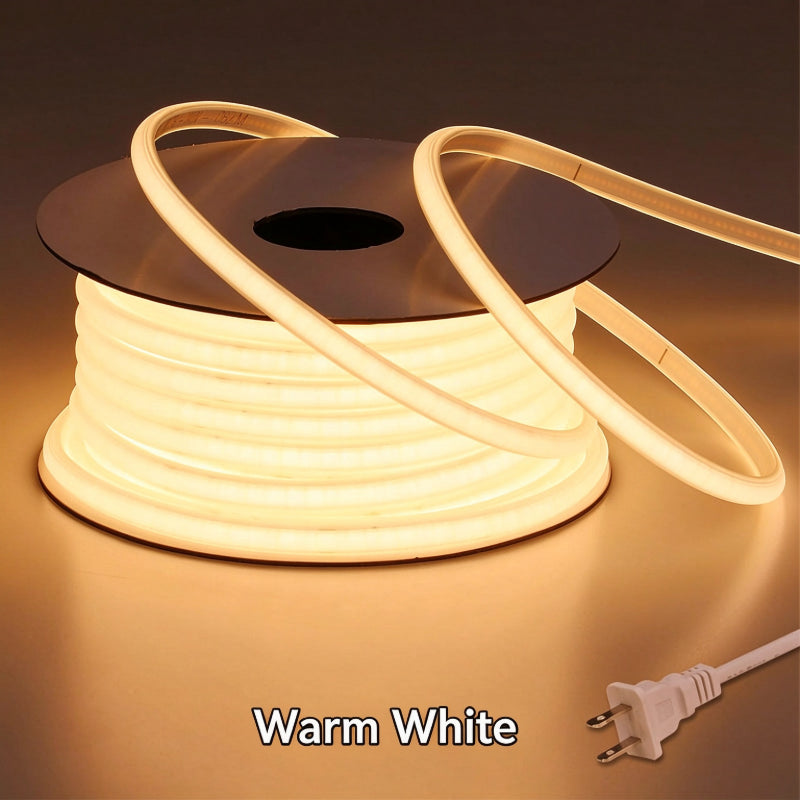 COB LED strip light warm white illuminated spool with plug