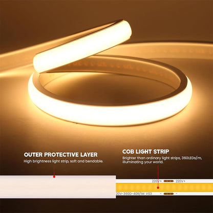 COB LED strip light silicone protective layer cross section diagram