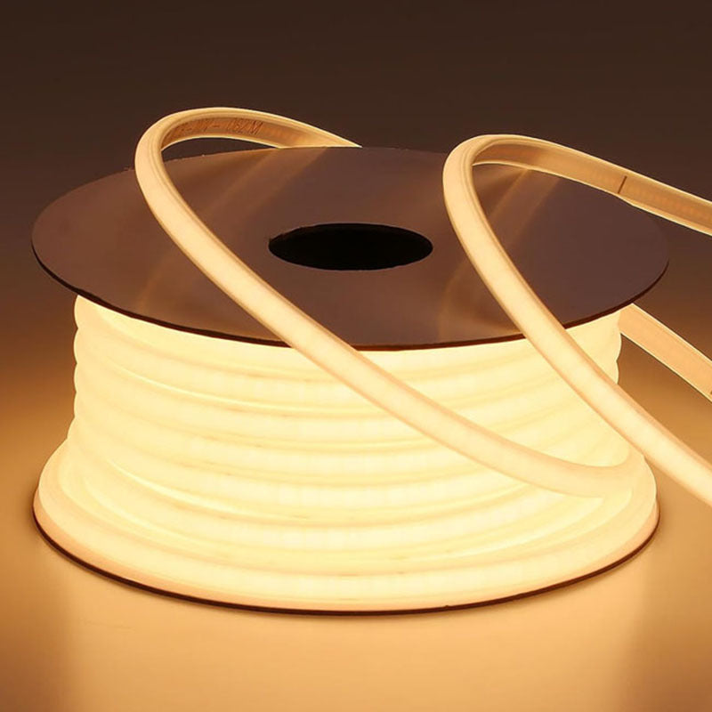 COB LED strip light warm white illuminated coiled spool reel