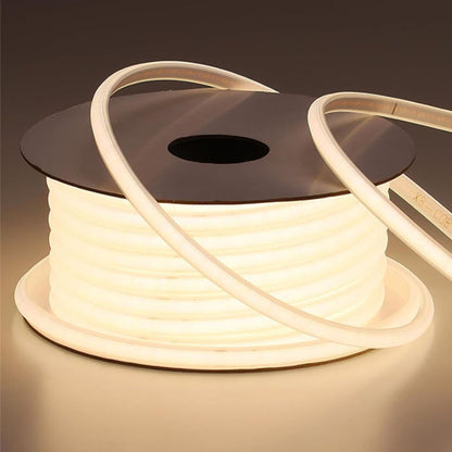 COB LED strip light natural white illuminated coiled spool reel