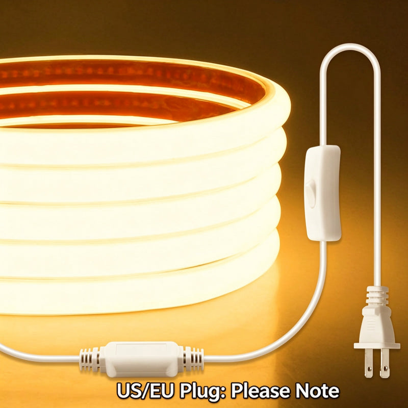 COB LED strip light warm white coil with switch cord