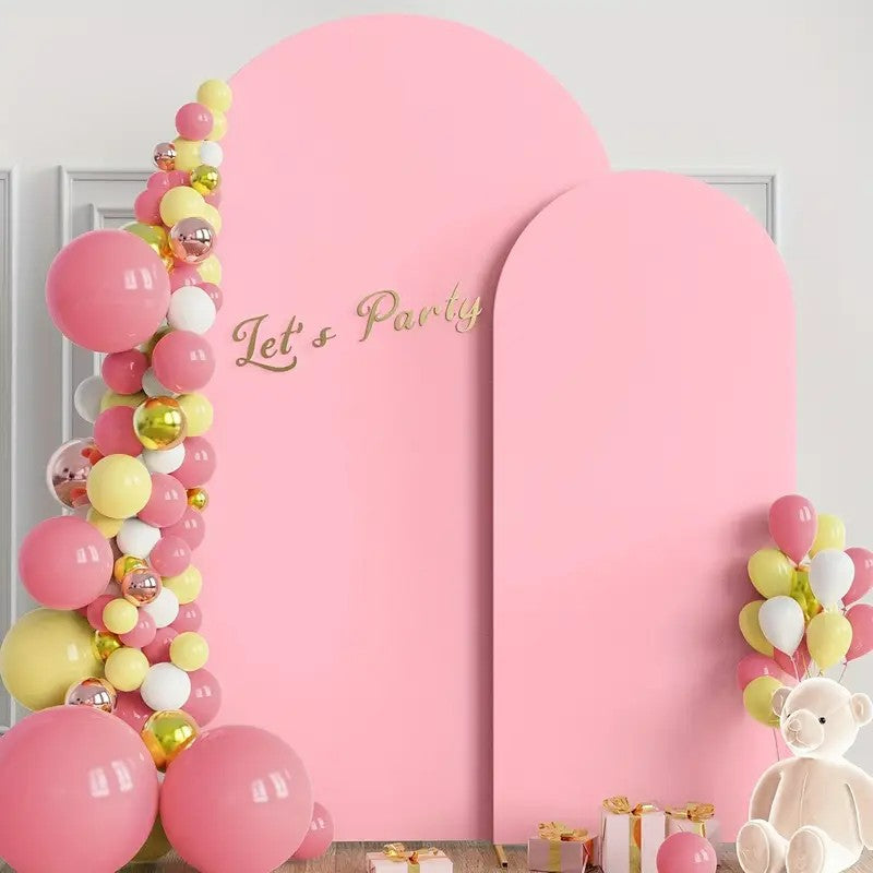 Chiara arch backdrop cover baby pink curved fabric panel