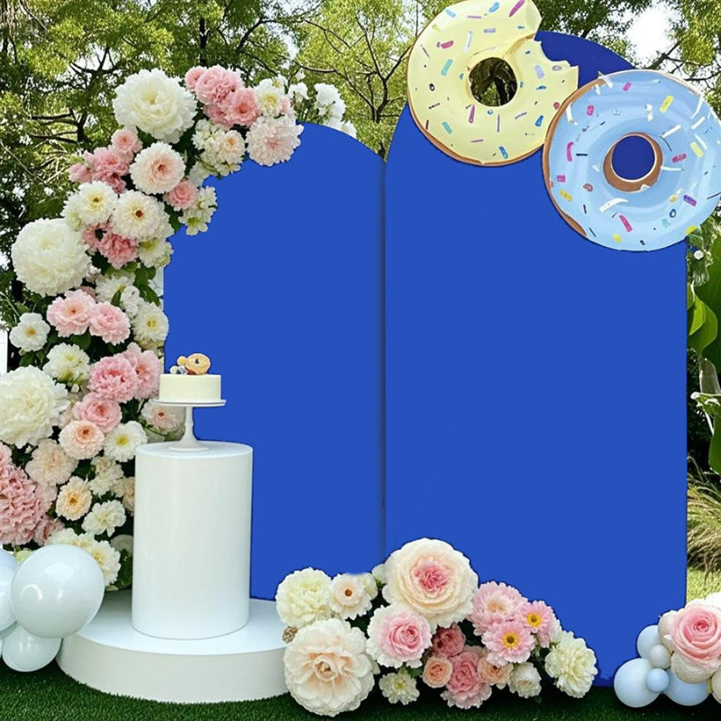Chiara arch backdrop cover royal blue curved fabric panel