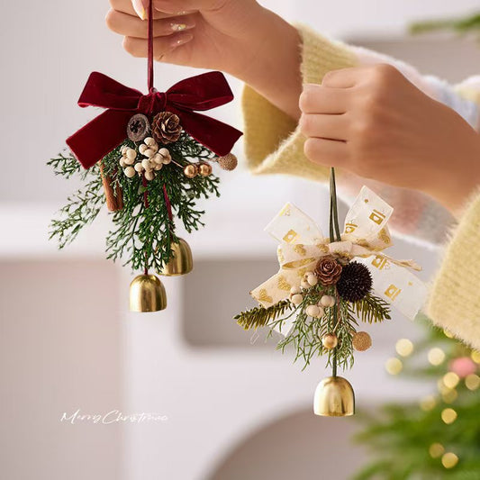 Christmas Bell & Wreath Hanging Ornaments – Tree Decorations Set for Holiday Ambiance, Home & Party Scene