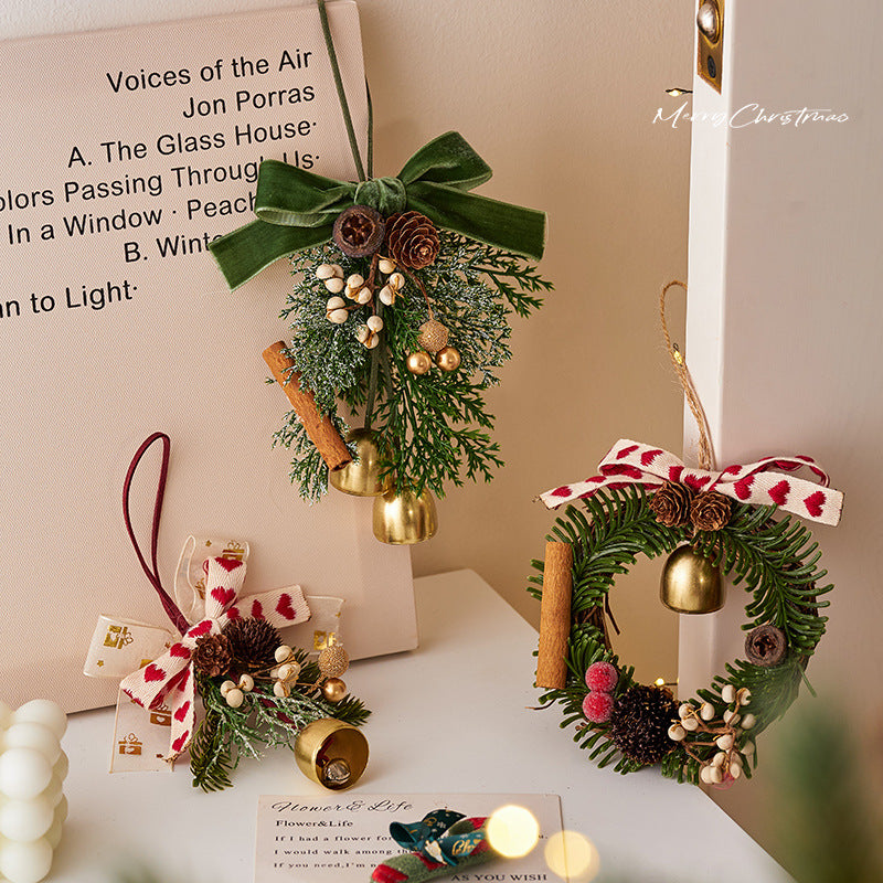 Christmas Bell & Wreath Hanging Ornaments – Tree Decorations Set for Holiday Ambiance, Home & Party Scene