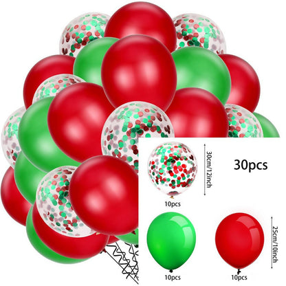Christmas balloon garland arch kit, 30-piece red and green latex balloon pack with confetti balloons