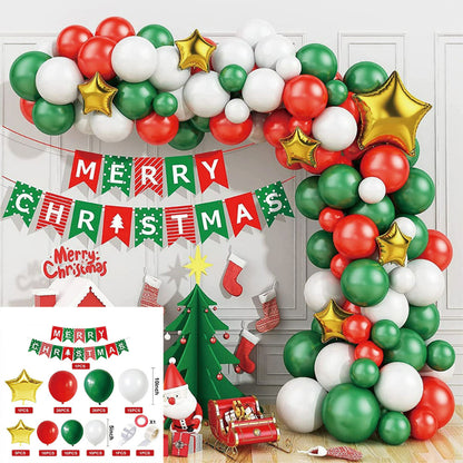 Christmas balloon arch kit, Merry Christmas banner with mini balloon tree