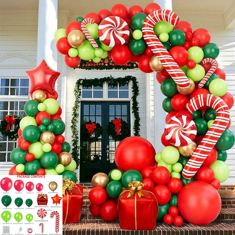 Christmas balloon garland kit, doorway arch with giant candy cane foil balloons