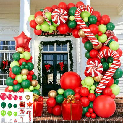 Christmas balloon garland kit, doorway arch with giant candy cane foil balloons