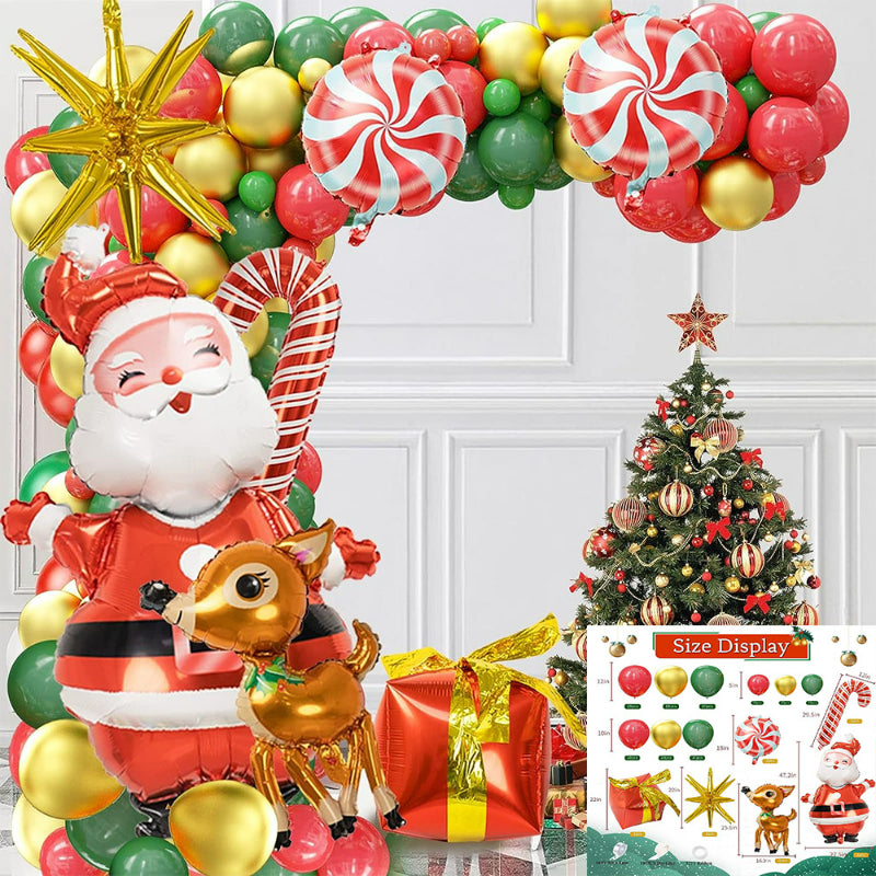 Christmas balloon arch kit, Santa Claus and standing reindeer foil balloon garland