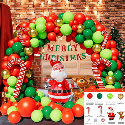 Christmas balloon arch kit, Merry Christmas sign with foil Santa Claus