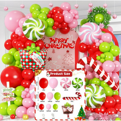 Christmas balloon garland kit, pastel candy land theme holiday balloon arch