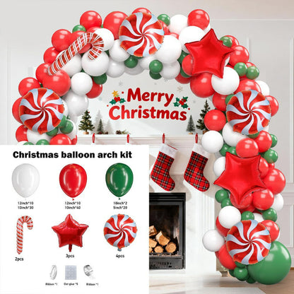 Christmas balloon arch kit, Merry Christmas backdrop with festive stocking
