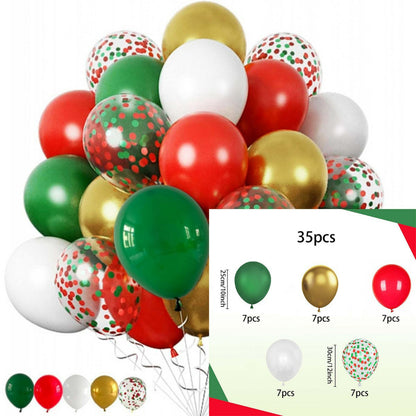 Christmas latex balloons, 35-piece red, green, white, and gold party balloons