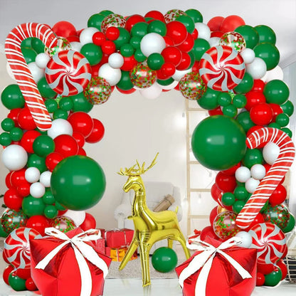 Christmas balloon arch kit, holiday balloon arch with standing reindeer and gift boxes