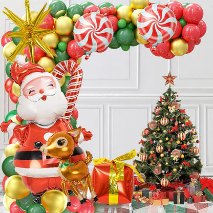 Christmas balloon arch kit, Santa Claus and reindeer balloon arch display setup