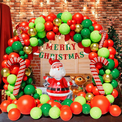 Christmas balloon arch kit, Merry Christmas fireplace backdrop balloon arch display