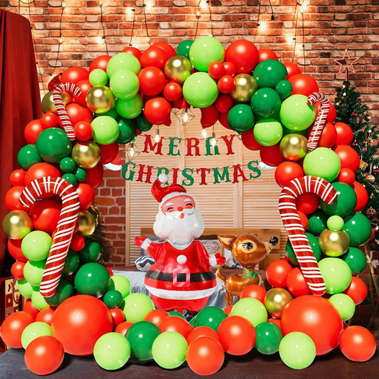 Christmas balloon arch kit, Merry Christmas fireplace backdrop balloon arch display