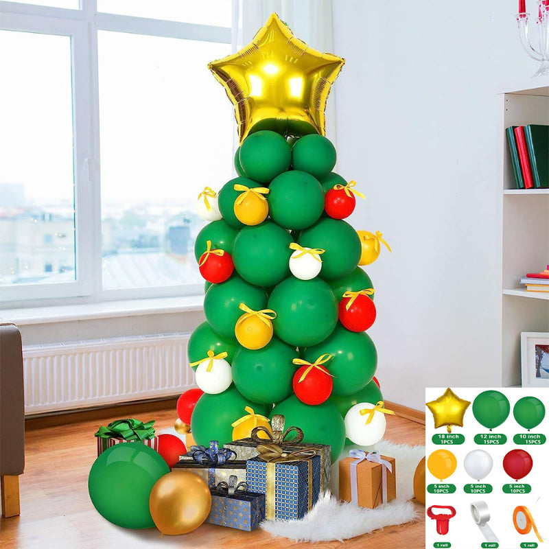 Christmas balloon tree kit, standing DIY balloon Christmas tree with star foil topper