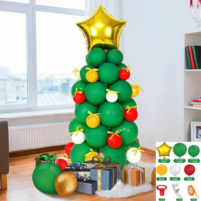 Christmas balloon tree kit, standing DIY balloon Christmas tree with star foil topper