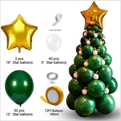 Christmas balloon tree kit, green latex balloons with star foil balloon and accessories