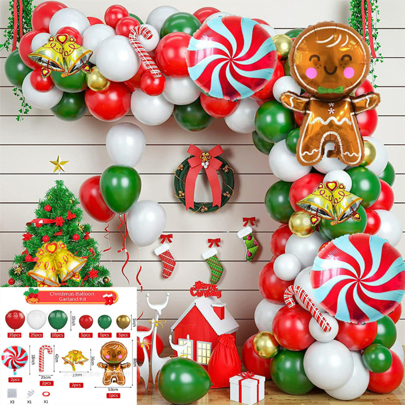 Christmas balloon garland kit, gingerbread man and candy foil balloon arch