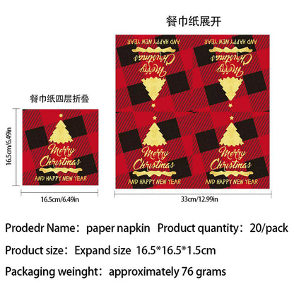 Christmas paper napkins, 2-ply printed holiday luncheon tissues 20-pack